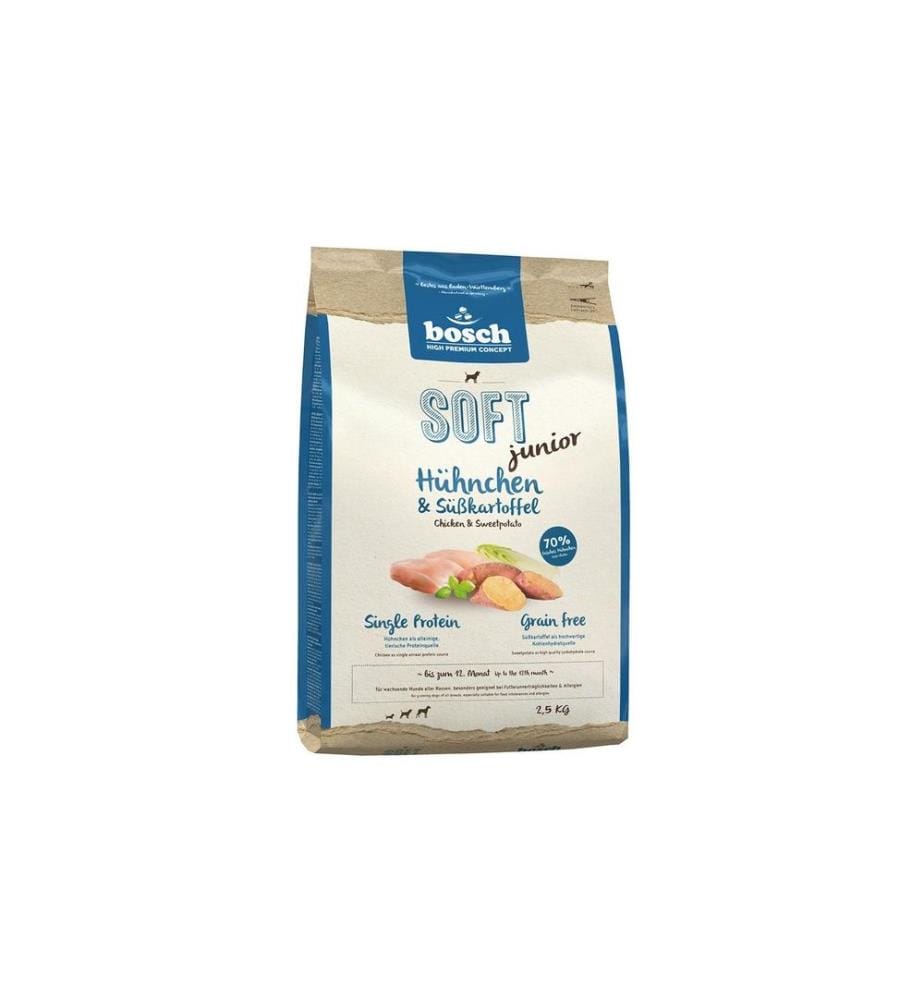 BOSCH TIERNAHRUNG - Aliments mi-humides pour animaux Junior doux, poulet et patate douce, 2.5 kg
