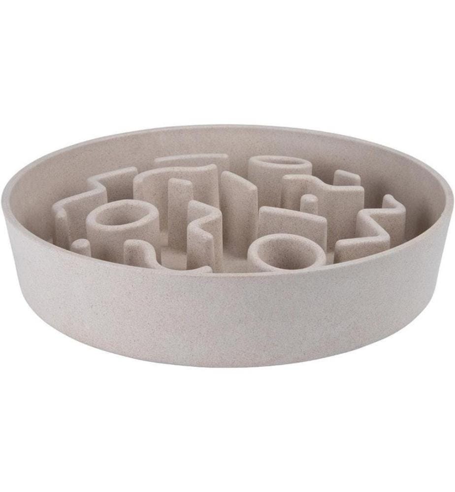 DISTRICT 70 - Bol en bambou Bamboo Dog Slow Feeder Ø 28 cm, crème-blanc