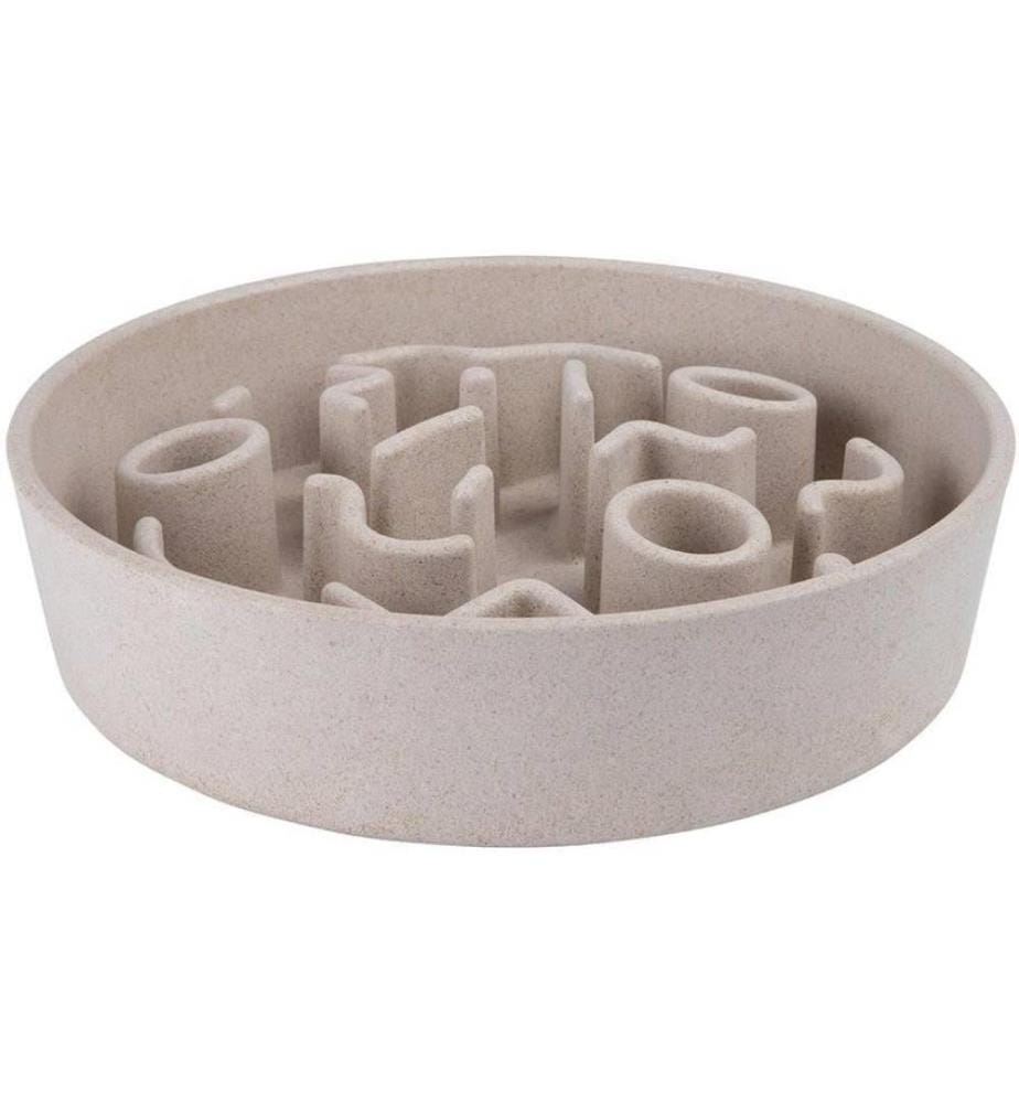 DISTRICT 70 - Bol en bambou Bamboo Dog Slow Feeder Ø 21 cm, crème-blanc