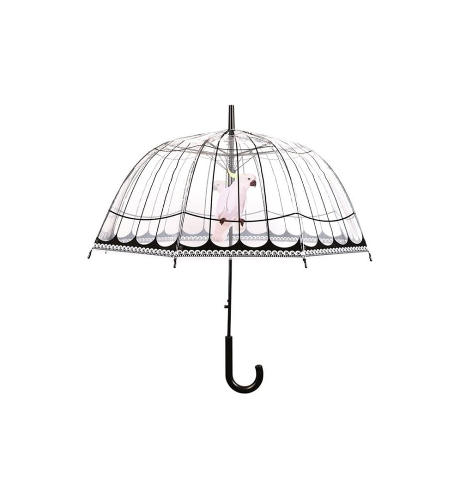 ESSCHERT DESIGN - Parapluie Cage à oiseaux Rose/Noir/Transparent