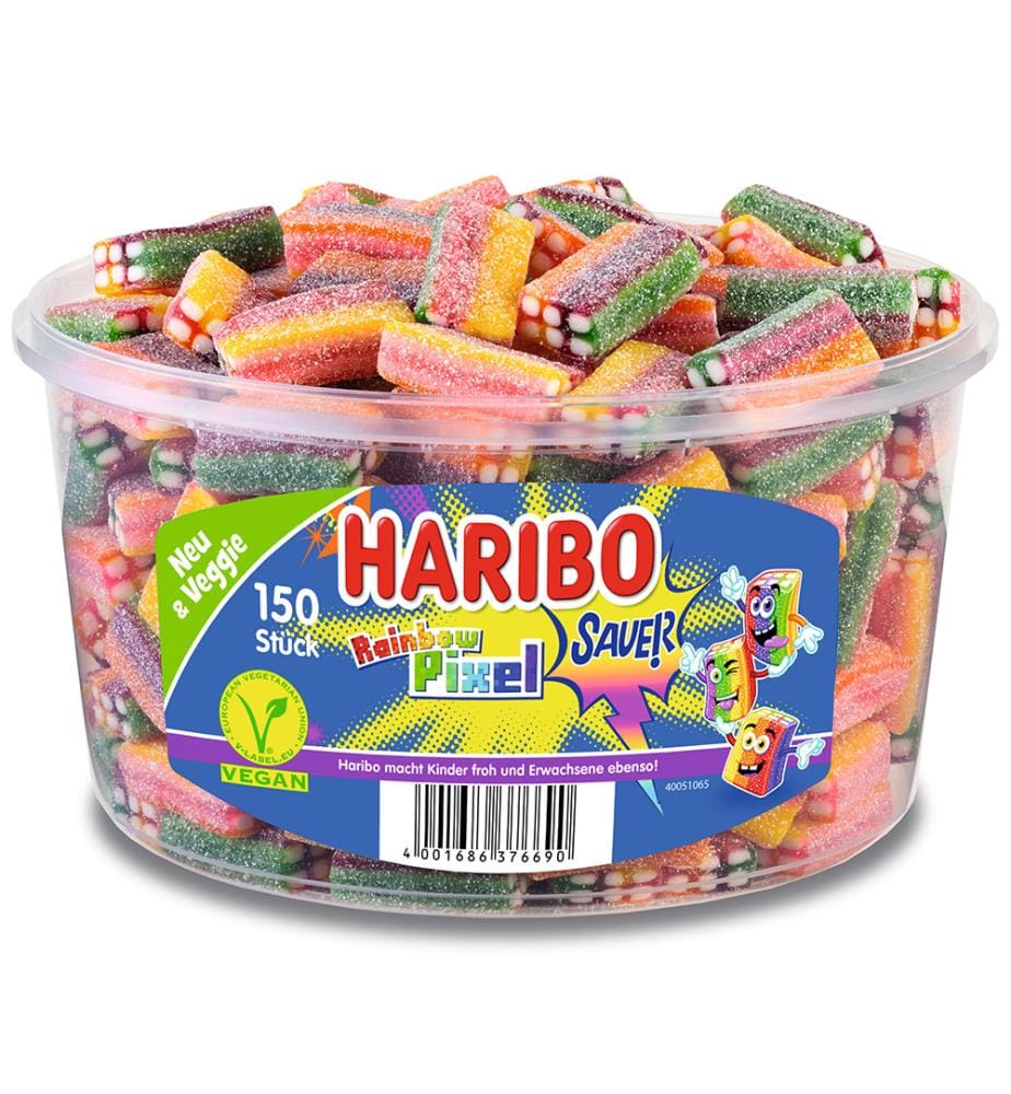 1x Haribo Rainbow Pixel acides en boîte 150 pièces - 1200 g