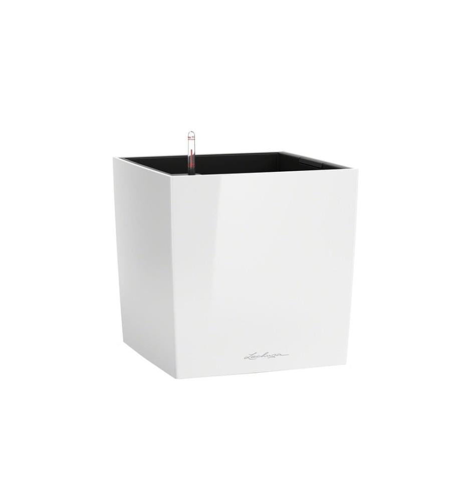 LECHUZA - Pot de fleur Cube 30 Blanc brillant