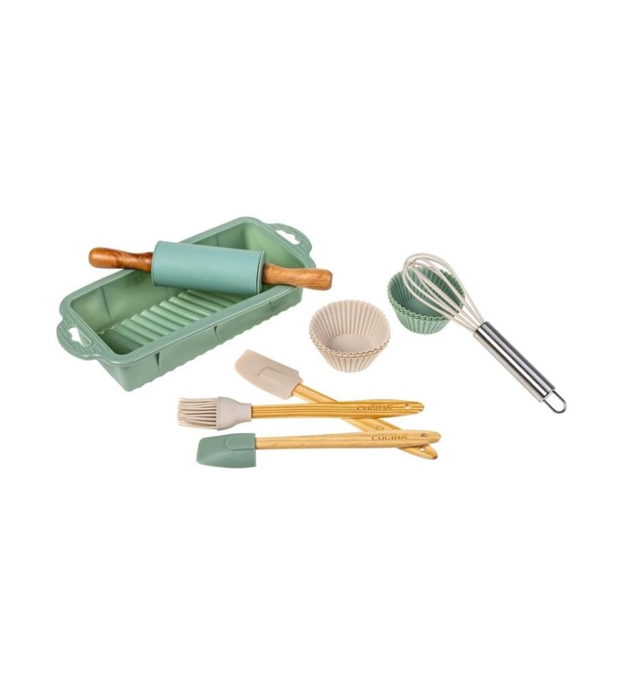 FURBER - Set di teglie da forno pour enfants, 12 pièces, vert/gris