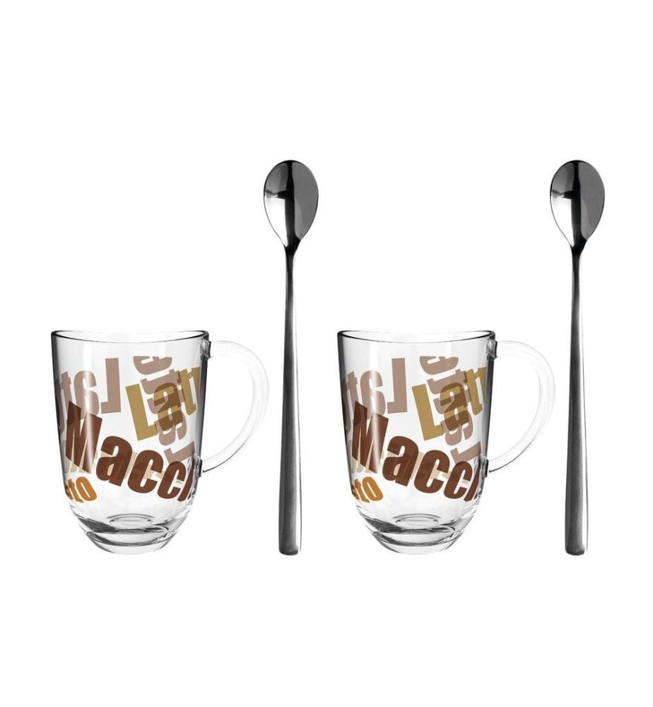 LEONARDO - Tasse à latte macchiato Naples avec texte et cuillère 380 ml