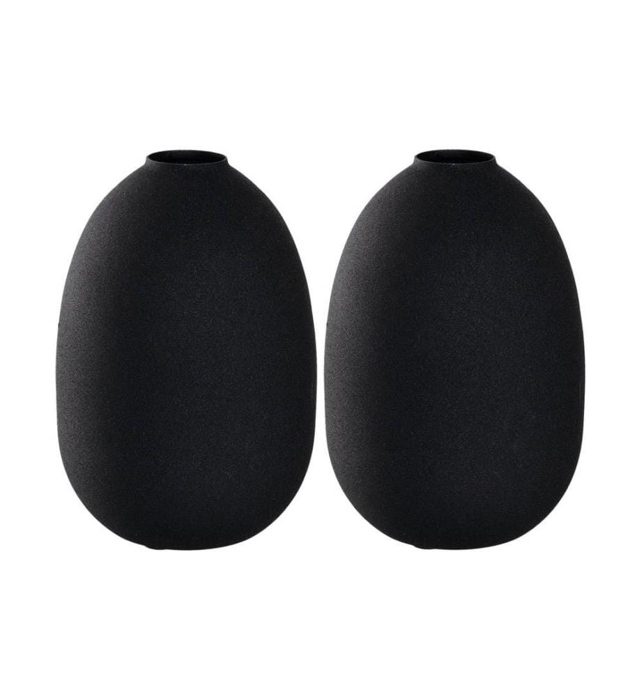 LEONARDO - Vase Métal 19 cm, Noir, 2 pièces