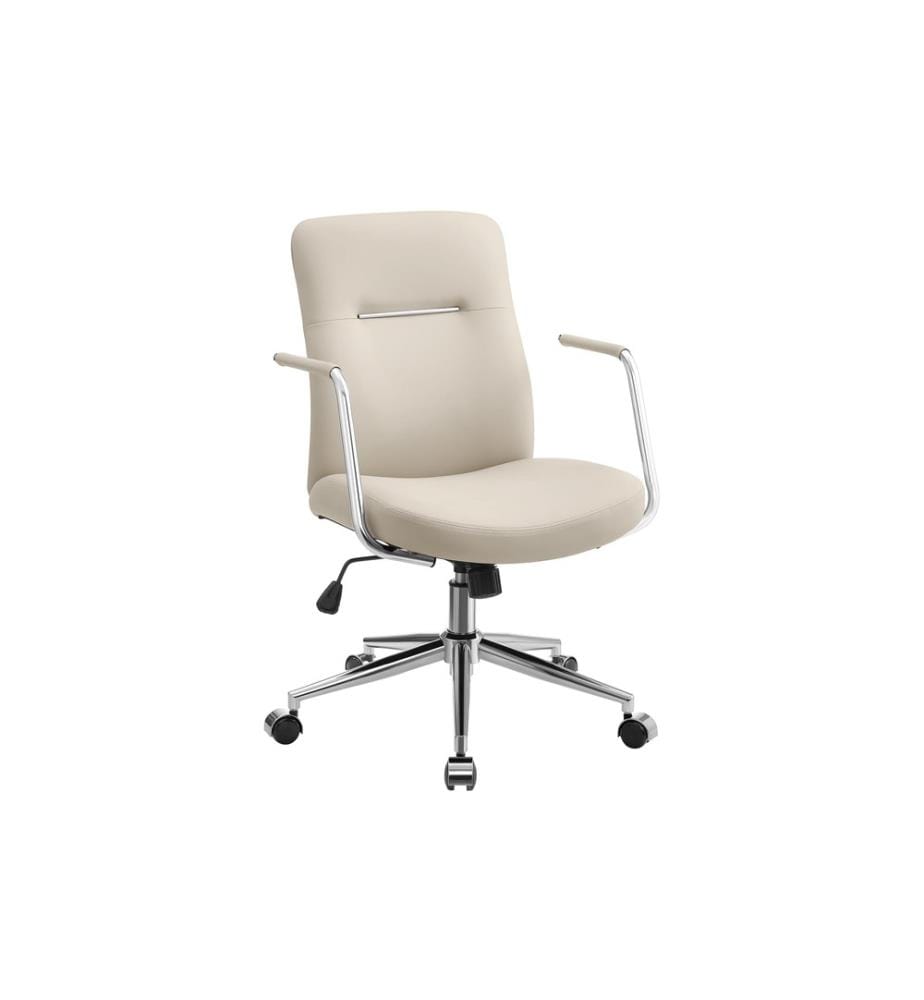 Songmics - Chaise de bureau avec dossier rembourré et accoudoirs, Beige