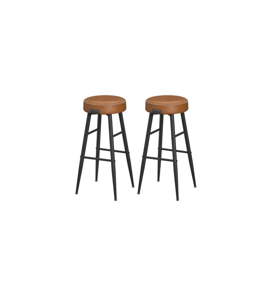 VASAGLE - Tabouret de bar 2 pièces 51.6 x 76.2 cm, Brun/Noir