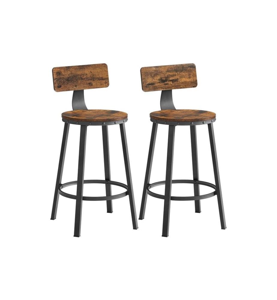 VASAGLE - Tabouret de bar en panneau de bois, lot de 2 49.5 x 63 cm, Brun