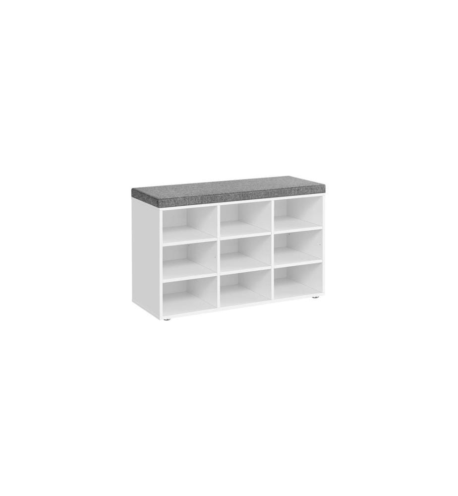 VASAGLE - Armoire à chaussures avec rembourrage 78.5 x 48 cm, Gris/Blanc