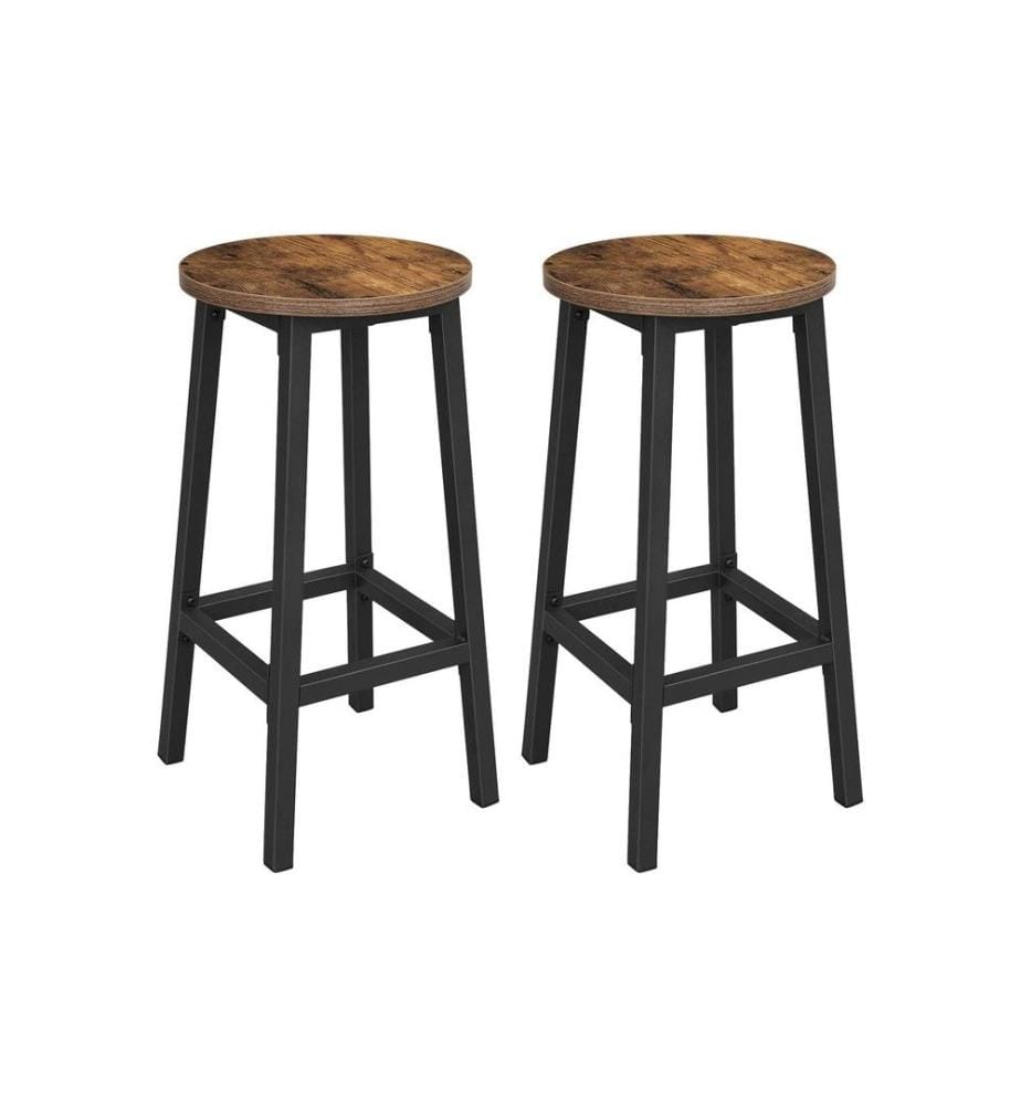 VASAGLE - Tabouret de bar rond, set de 2 32 x 65 cm, Brun/Noir