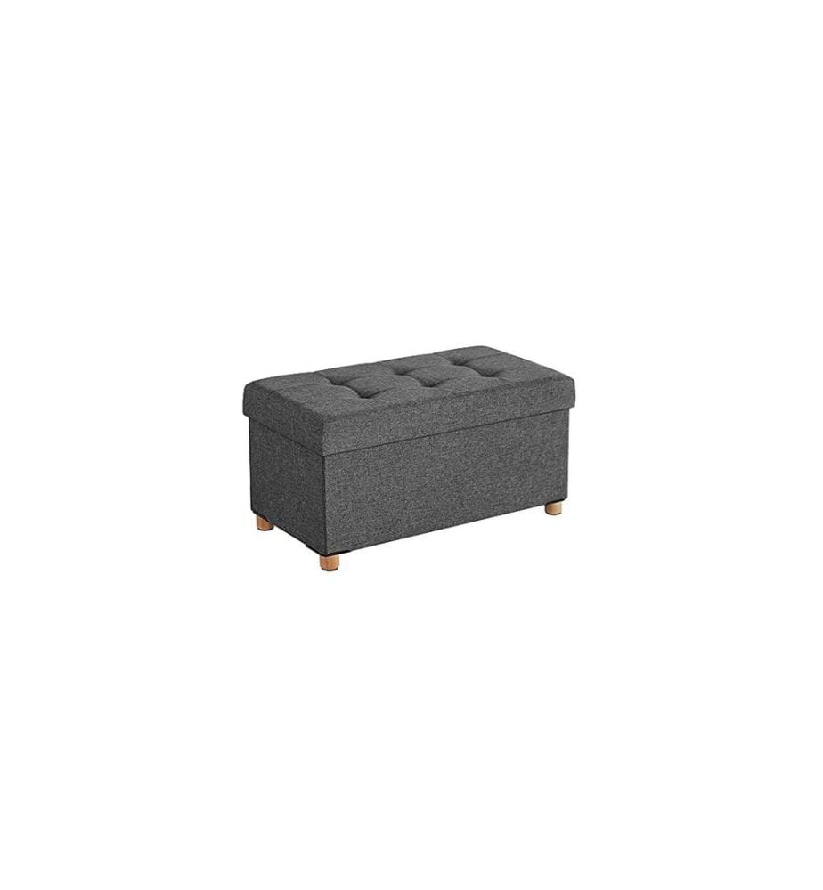 Songmics - Coffre-siège avec couvercle 76 x 38 x 40 cm, Gris foncé