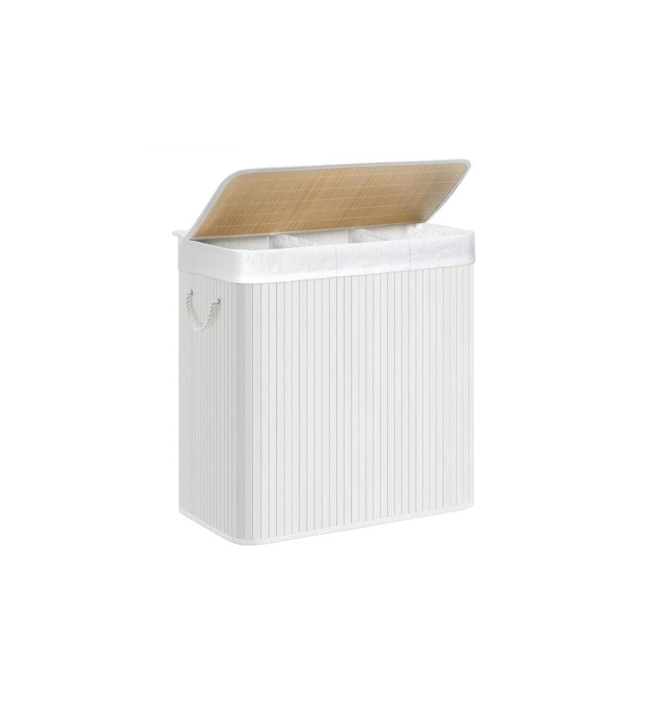 Songmics - Corbeille à linge avec couvercle 150 l, Blanc