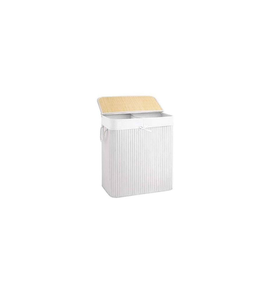 Songmics - Corbeille à linge avec couvercle 100 l, Blanc