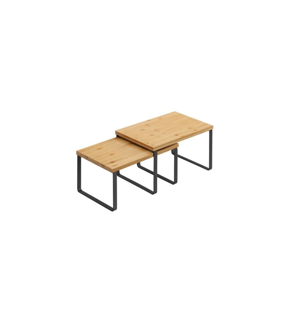 Songmics - Étagère Lot de 2, bambou, Naturel/Noir