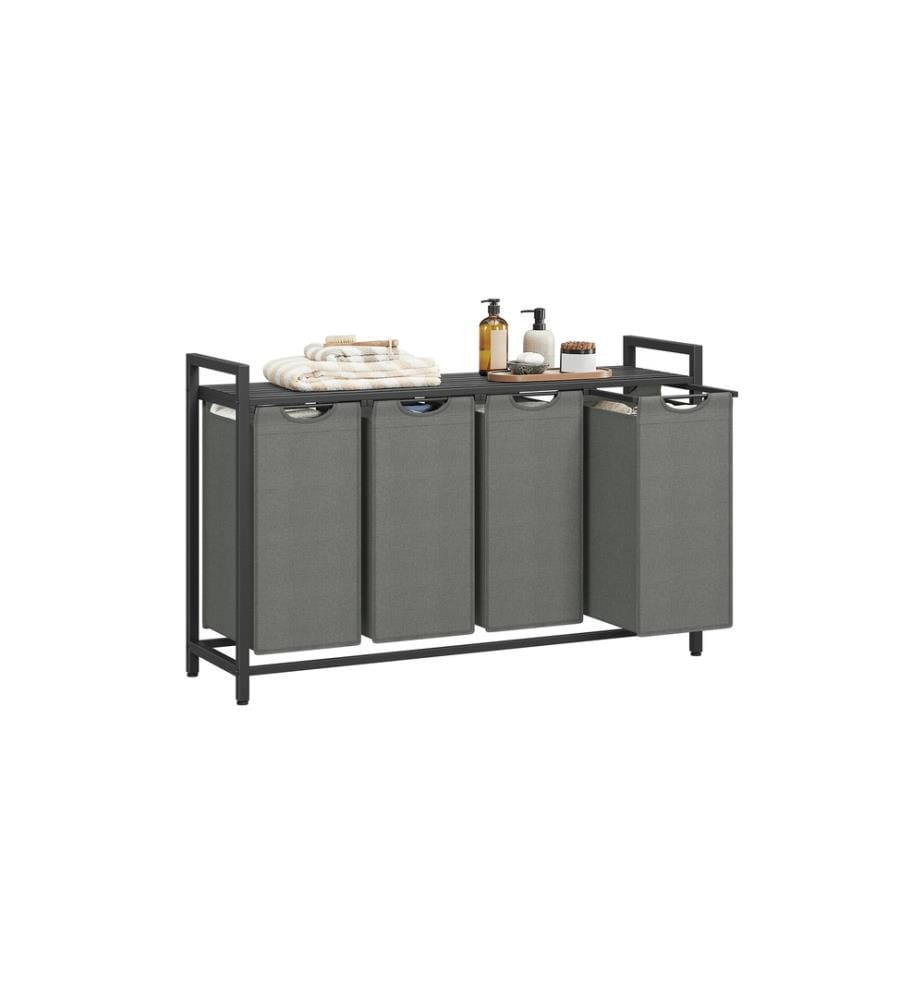 VASAGLE - Corbeille à linge avec tablette 4 x 40 l, Gris/Noir