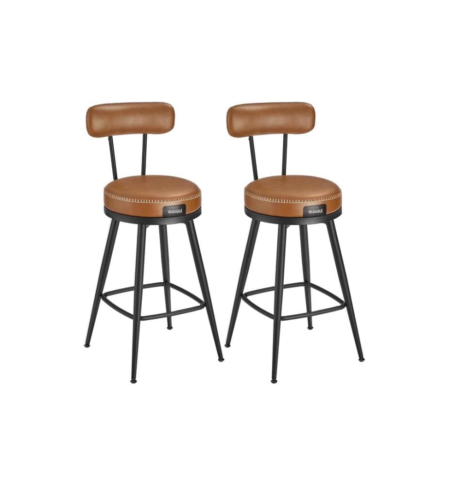 VASAGLE - Tabouret de bar Lot de 2 54 x 90.5 cm, Brun/Noir