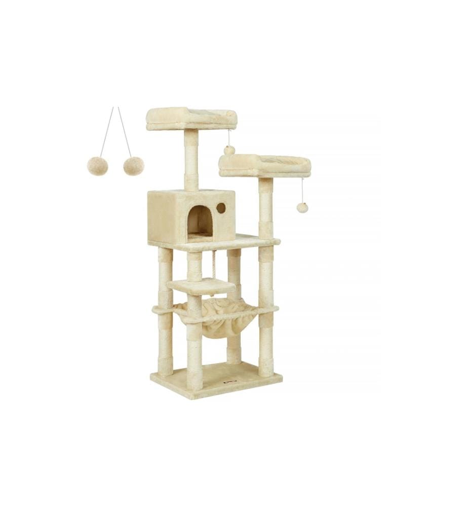 Feandrea - Arbre à chat avec hamac 143 cm, beige