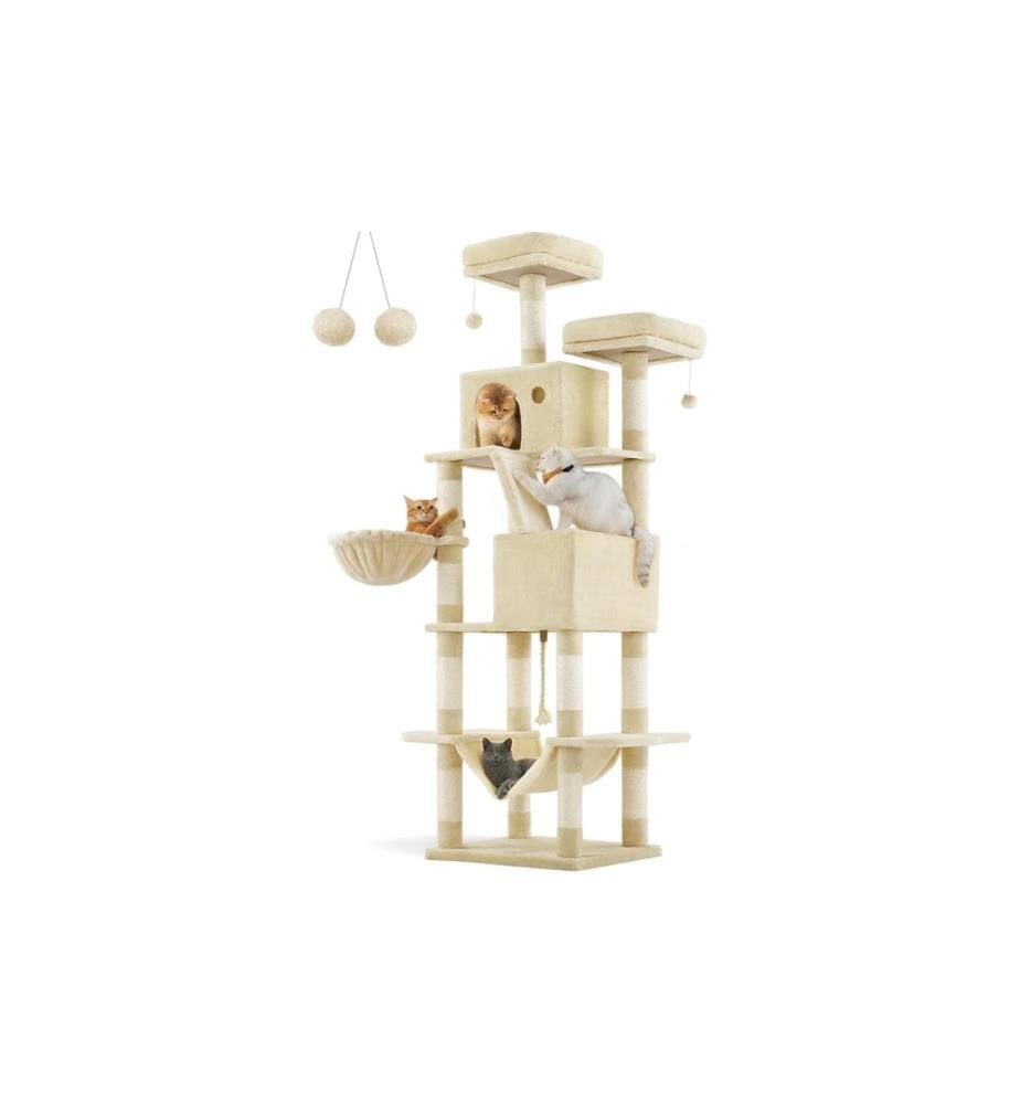 Feandrea - Arbre à chat beige sable 60 x 50 x 206 cm