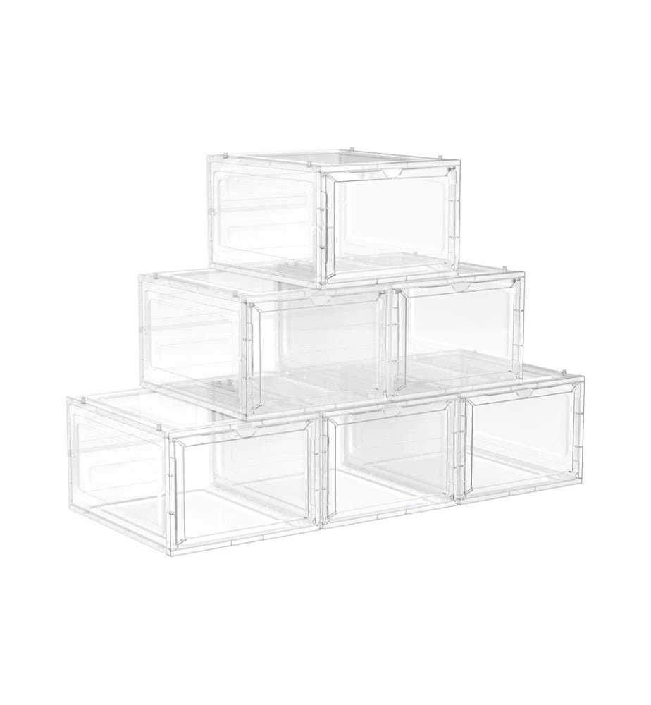 Songmics - Armoire à chaussures Transparent/Blanc, 6 pièces