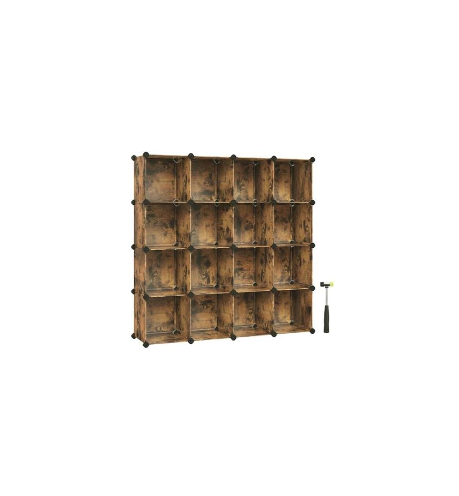 Songmics - Étagère Stockage des cubes en plastique Marron vintage