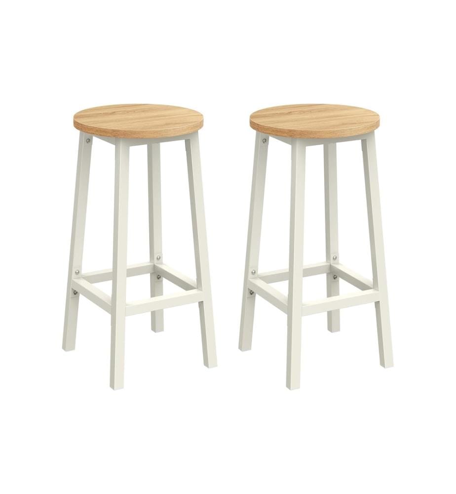 VASAGLE - Tabouret de bar 32 x 65 cm, Blanc , Set de 2 pièces