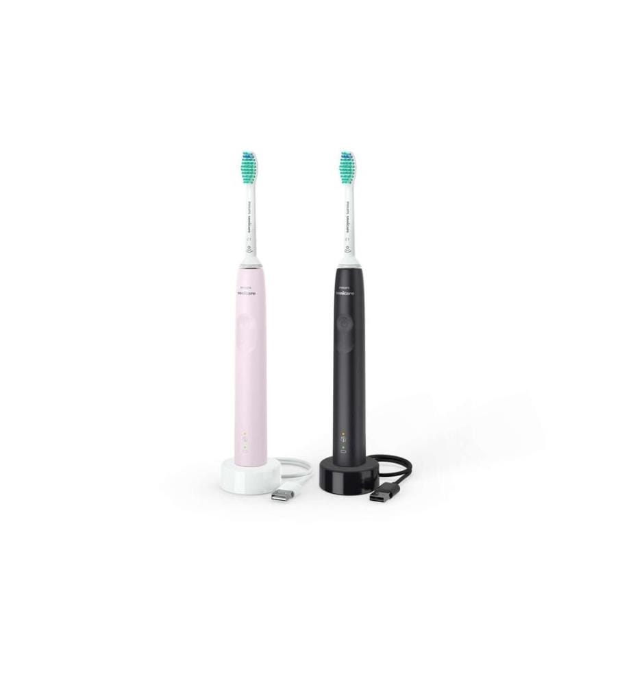 PHILIPS - Brosse à dents sonique Duo Sonicare Series 3100 Blanc/Rose&Noir;