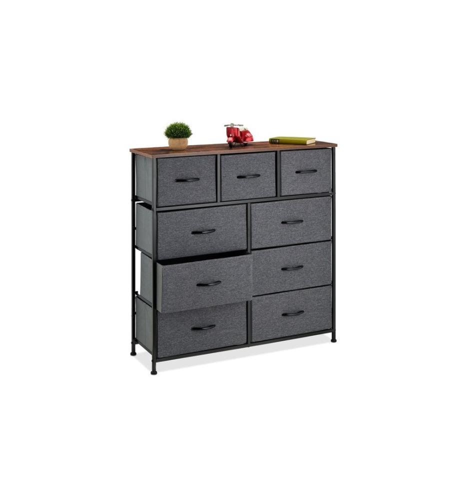 RELAXDAYS - Commode avec 9 tiroirs 100 x 100 cm, Gris foncé/Noir