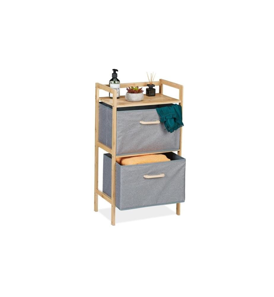 RELAXDAYS - Étagère de salle de bain avec panier de lavage Gris/Nature