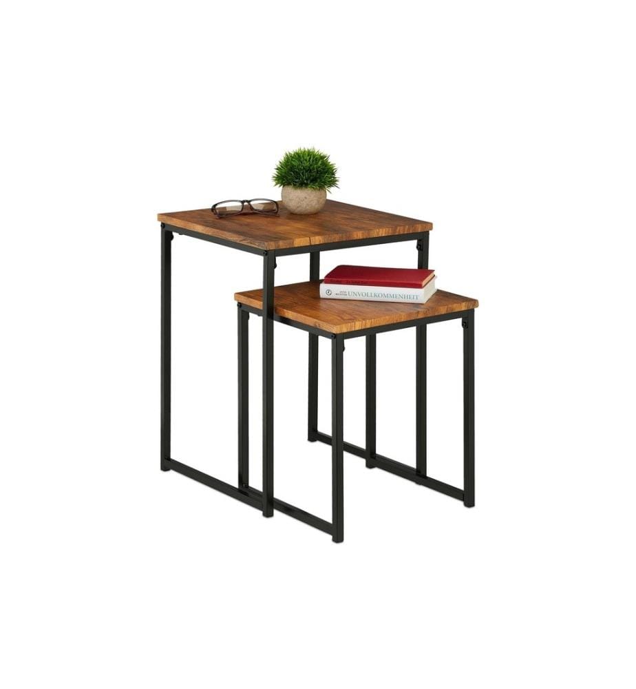RELAXDAYS - Table basse Lot de 2 Brun/Noir