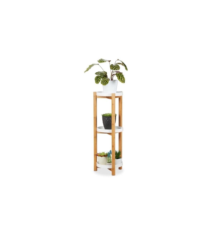 RELAXDAYS - Supports pour plantes avec 3 étages 30 cm, Nature/Blanc