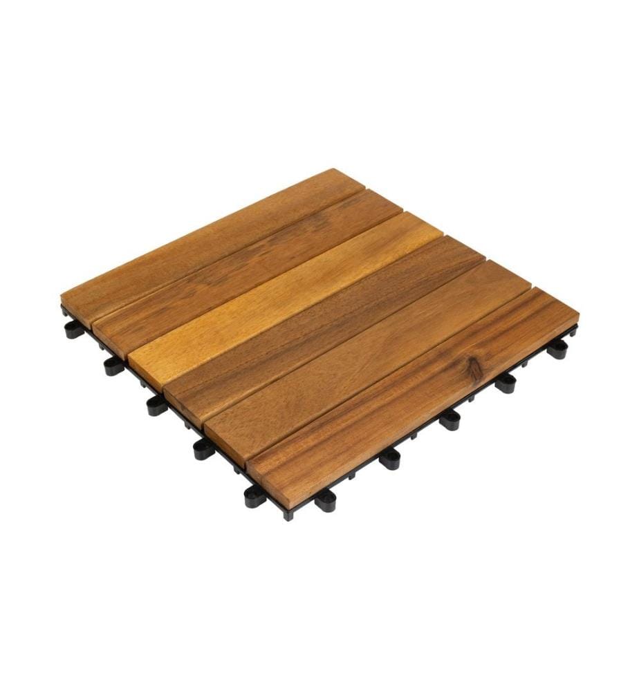 COCON - Dalles de balcon et de terrasse Acacia, 30 x 30 cm, 6 pièces