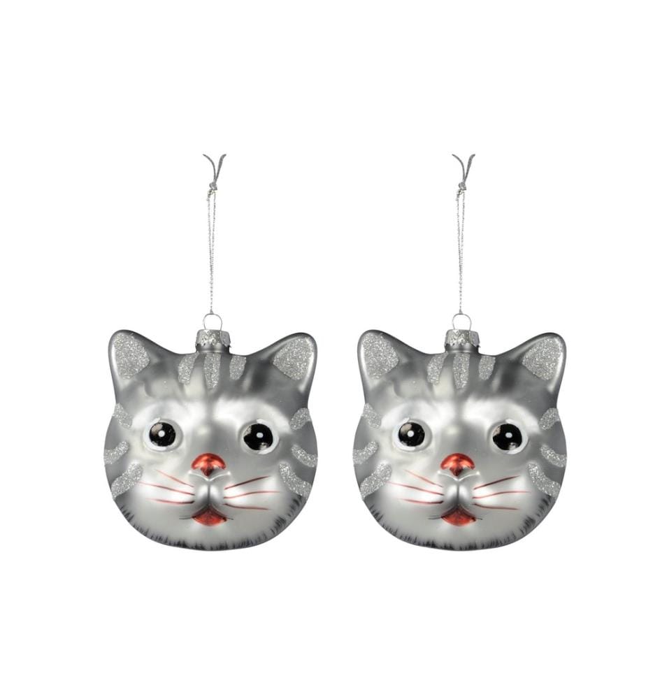 COCON - Décorations de Noël Chat gris, 2 pièces