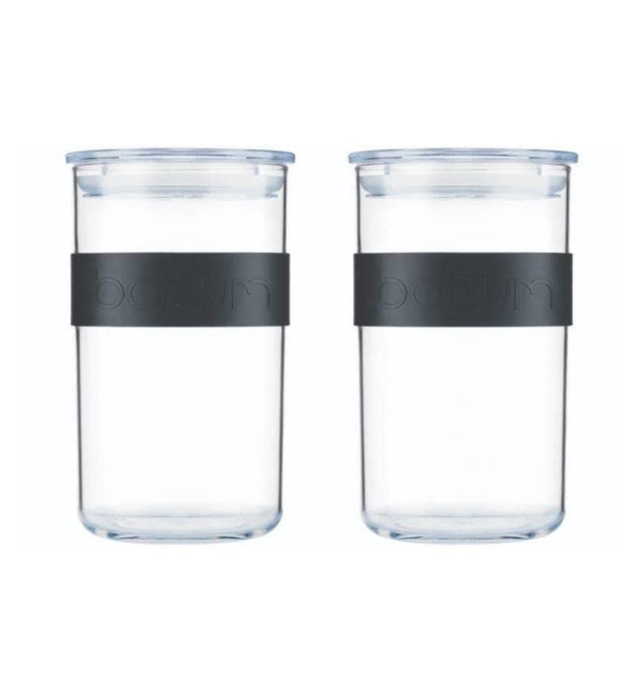 BODUM - Bocal à provisions Presso 2 pièces, 1 l, Noir/Transparent