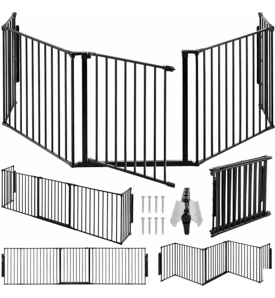 Barrière de sécurité AGNI 5 panneaux avec portillon - noir