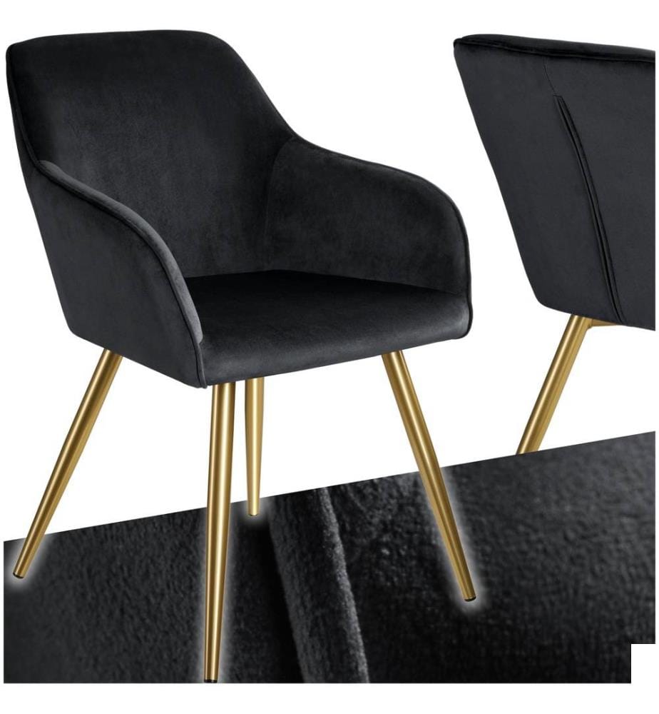 Chaise MARILYN Effet velours style scandinave - noiror, par pièce