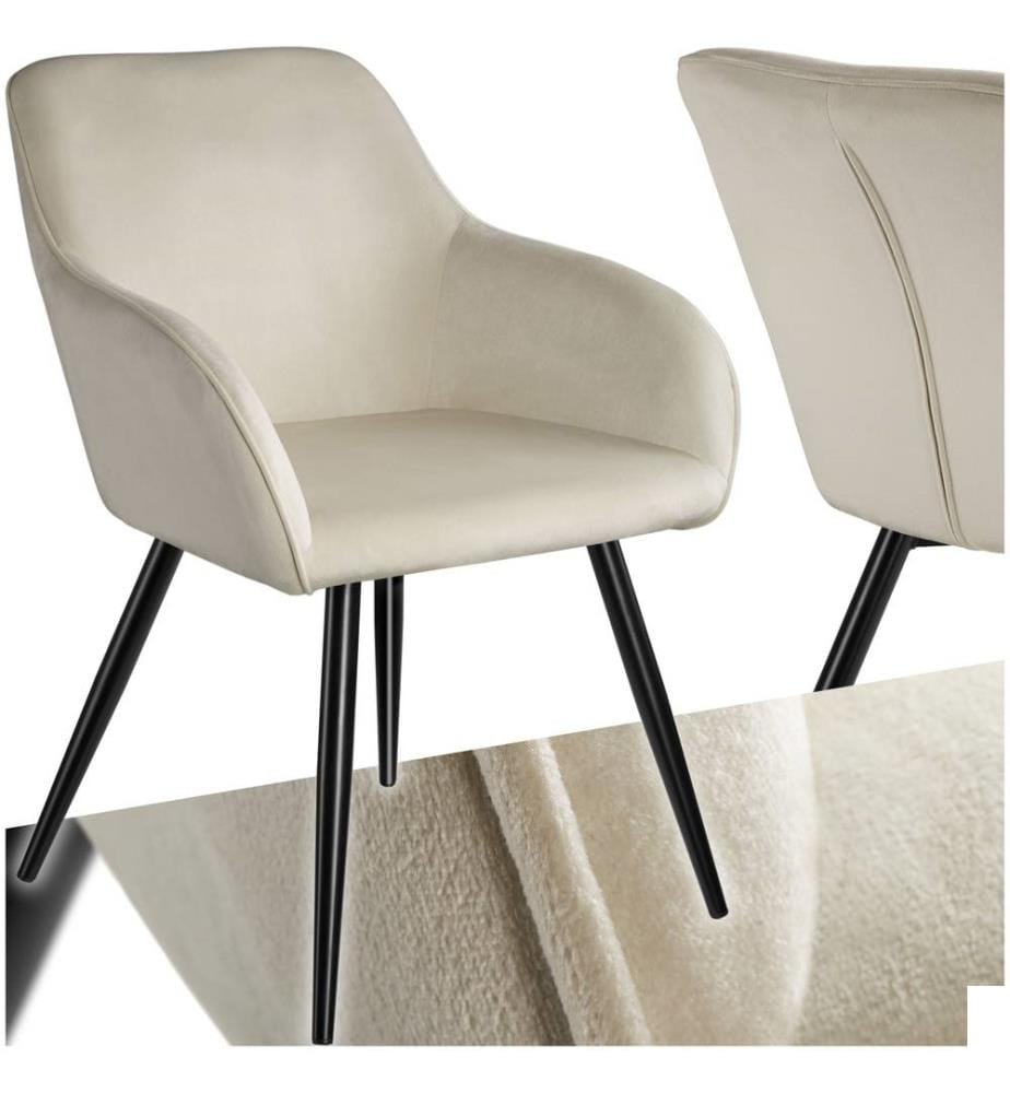 Chaise MARILYN Effet Velours Style Scandinave - crèmenoir, par pièce