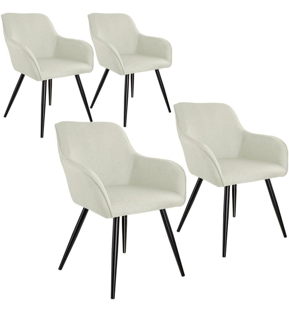 4 Chaises Marilyn aspect lin noir - crèmenoir