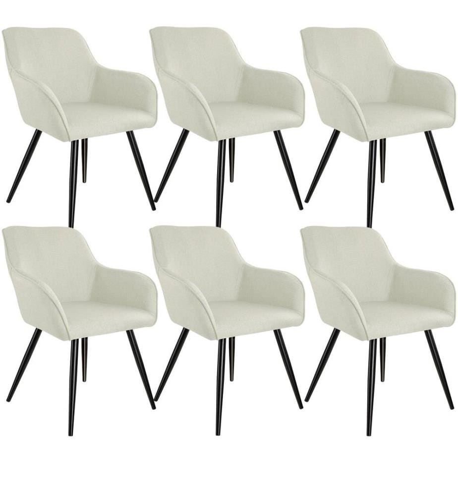 6 Chaises Marilyn aspect lin noir - crèmenoir