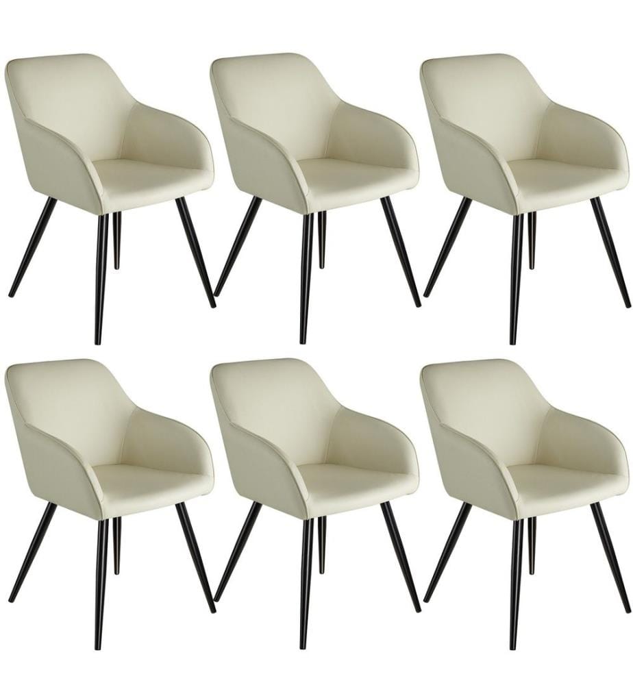 6 Chaises Marilyn tissu - crèmenoir