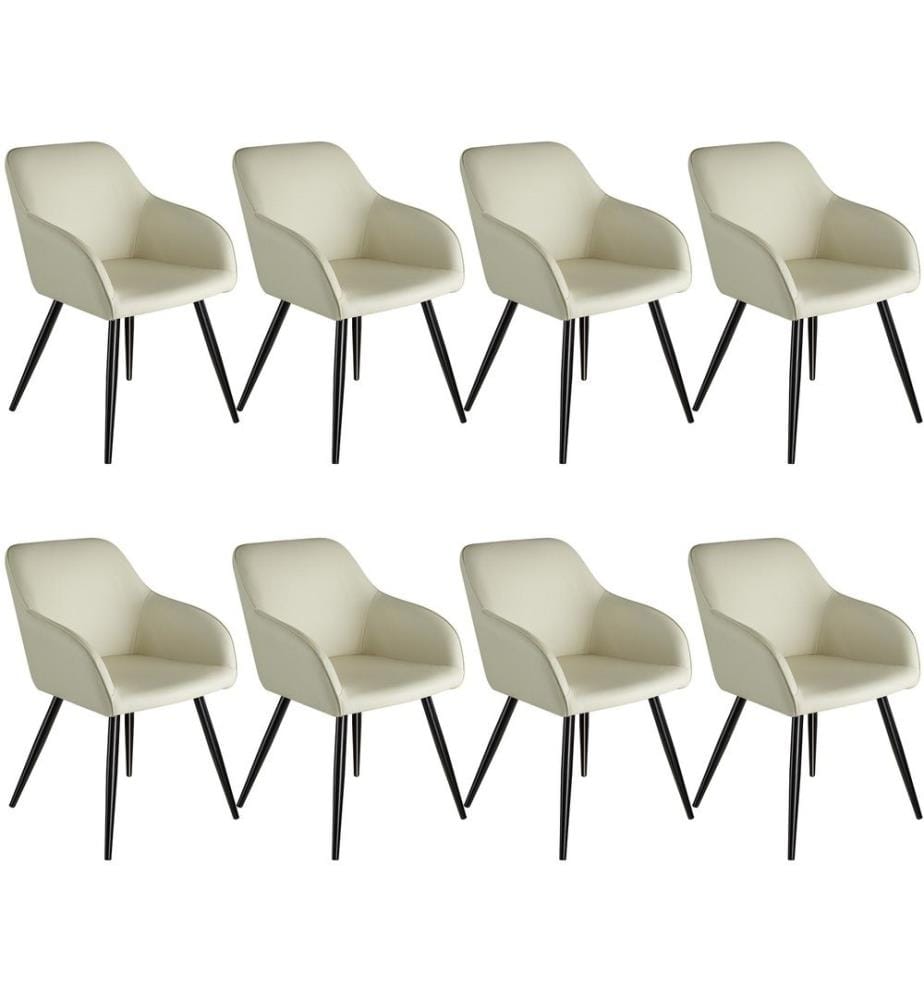 8 Chaises Marilyn tissu - crèmenoir