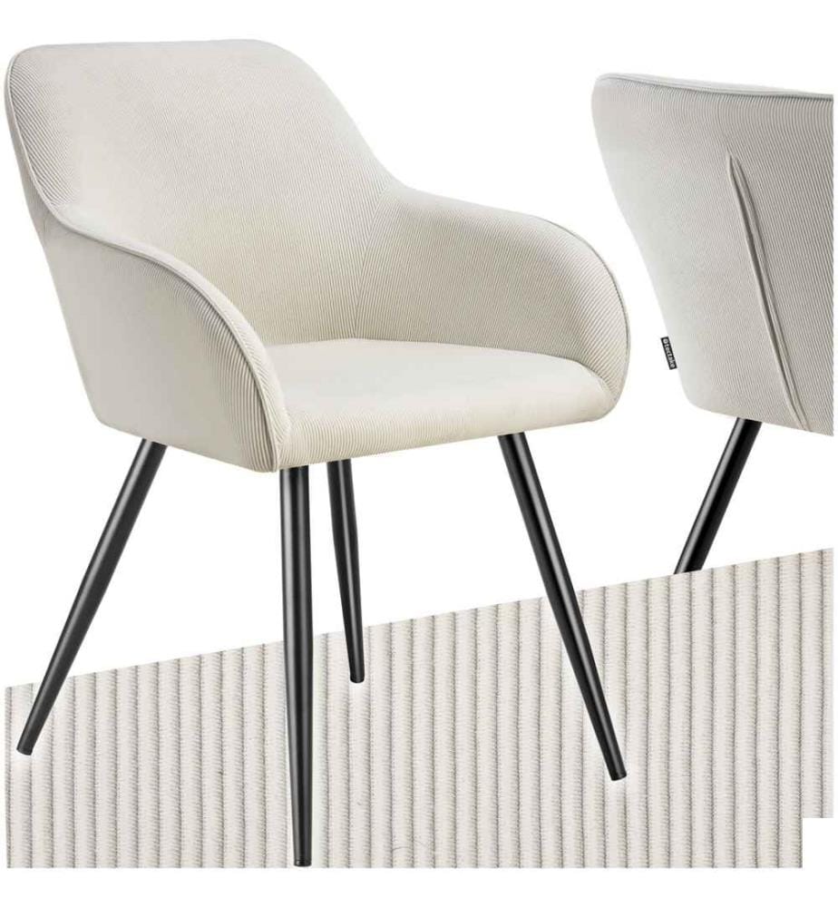 Chaise Marilyn, aspect corde, rembourrée - crèmenoir, par pièce