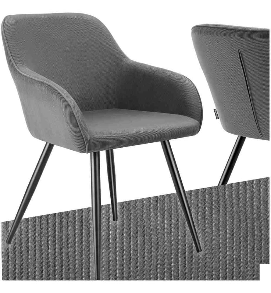 Chaise Marilyn, aspect corde, rembourrée - grisnoir, par pièce
