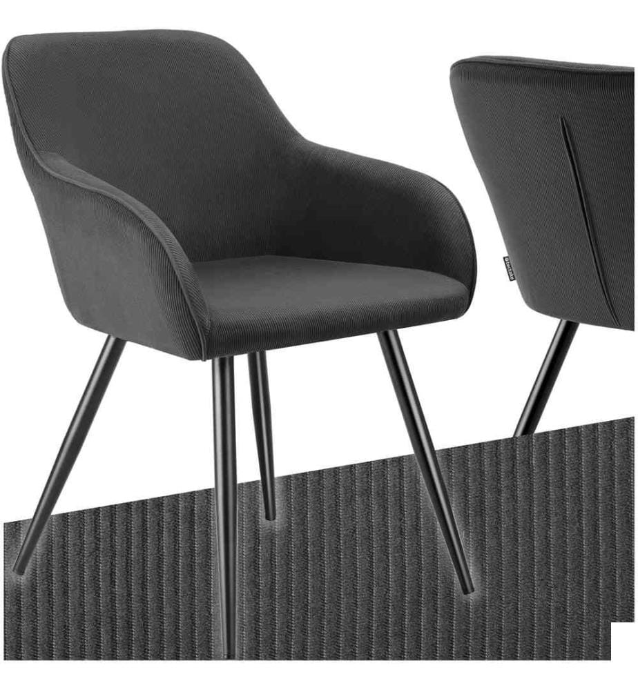 Chaise Marilyn, aspect corde, rembourrée - anthracite-noir, par pièce