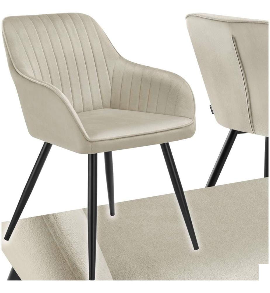 Chaise MARILYN en velours - crèmenoir, par pièce