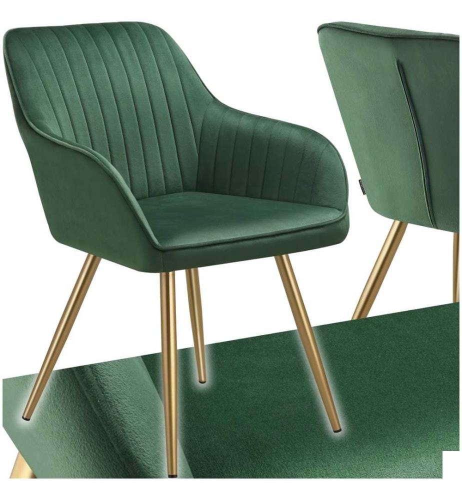 Chaise MARILYN en velours matelassé - vert foncéor, par pièce