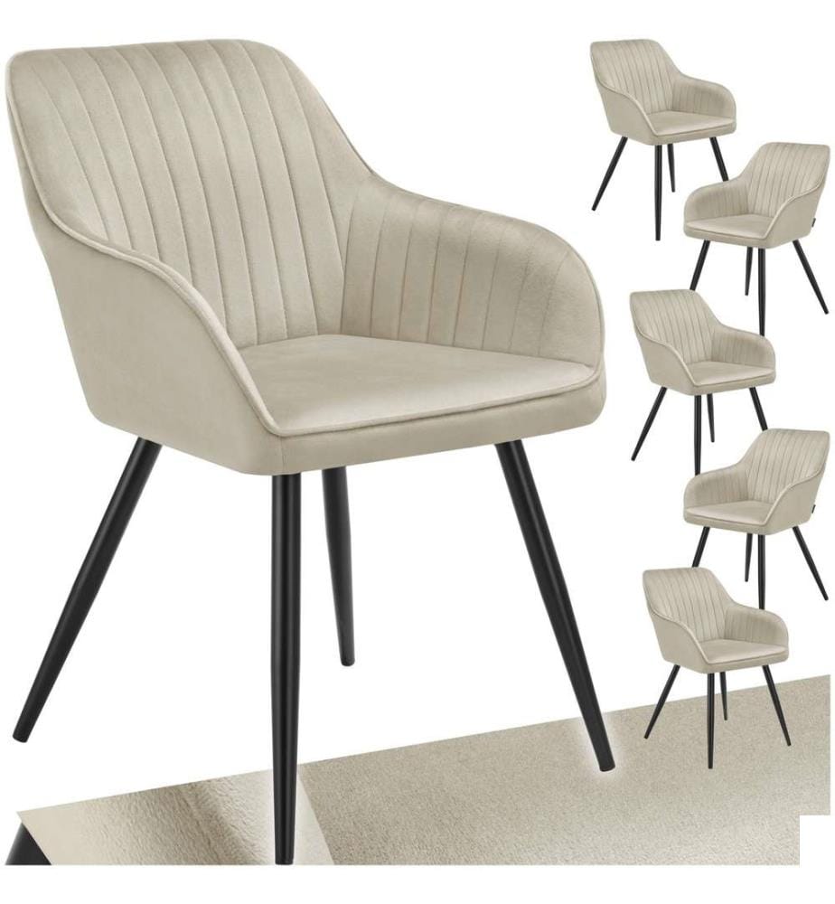 Chaise MARILYN en velours - crèmenoir, Lot de 6