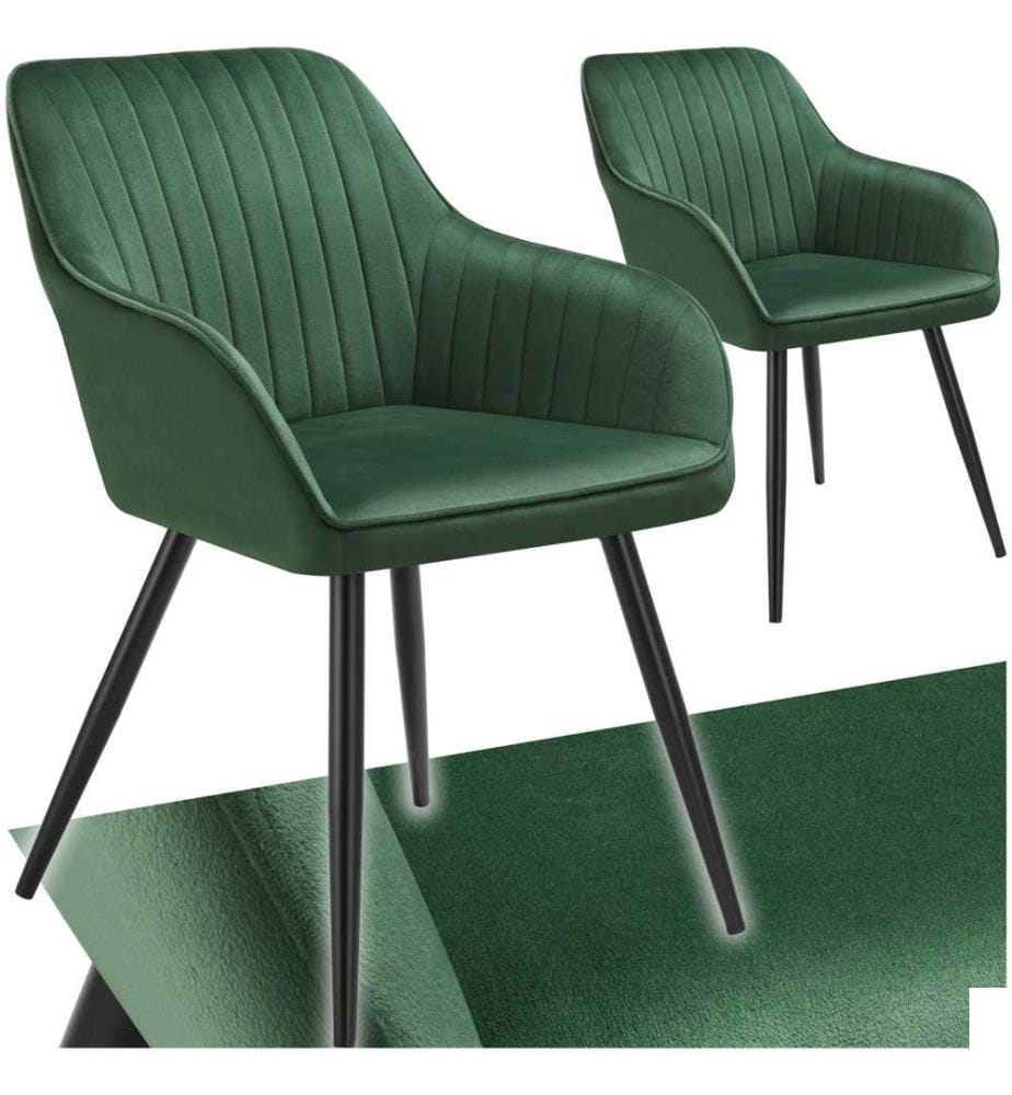 Chaise MARILYN en velours - vert foncénoir, Lot de 2