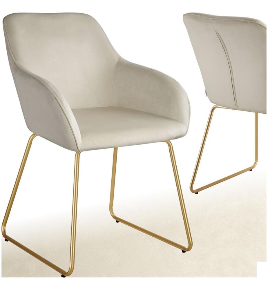Chaise de salle à manger JEANNE en aspect velours - Aspect velours crèmeor, par pièce