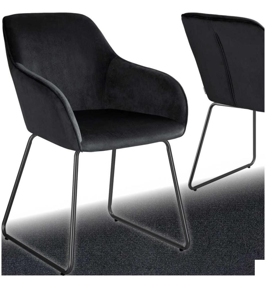 Chaise de salle à manger JEANNE en aspect velours - Aspect velours noirnoir, par pièce