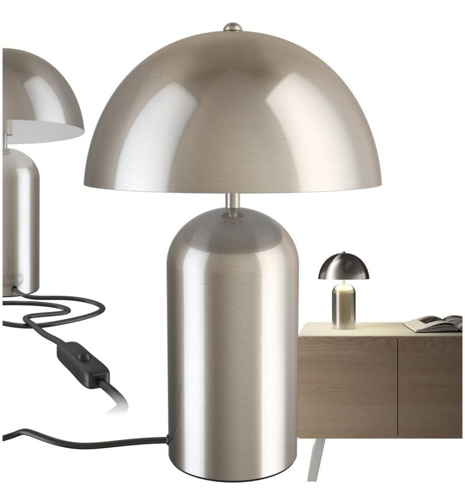 Petite lampe de table rétro ALTEA, design champignon, 40W - Nickel mat